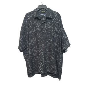 Nat Nast Camp Shirt Black Square Print XXL GUC Silk/Cotton